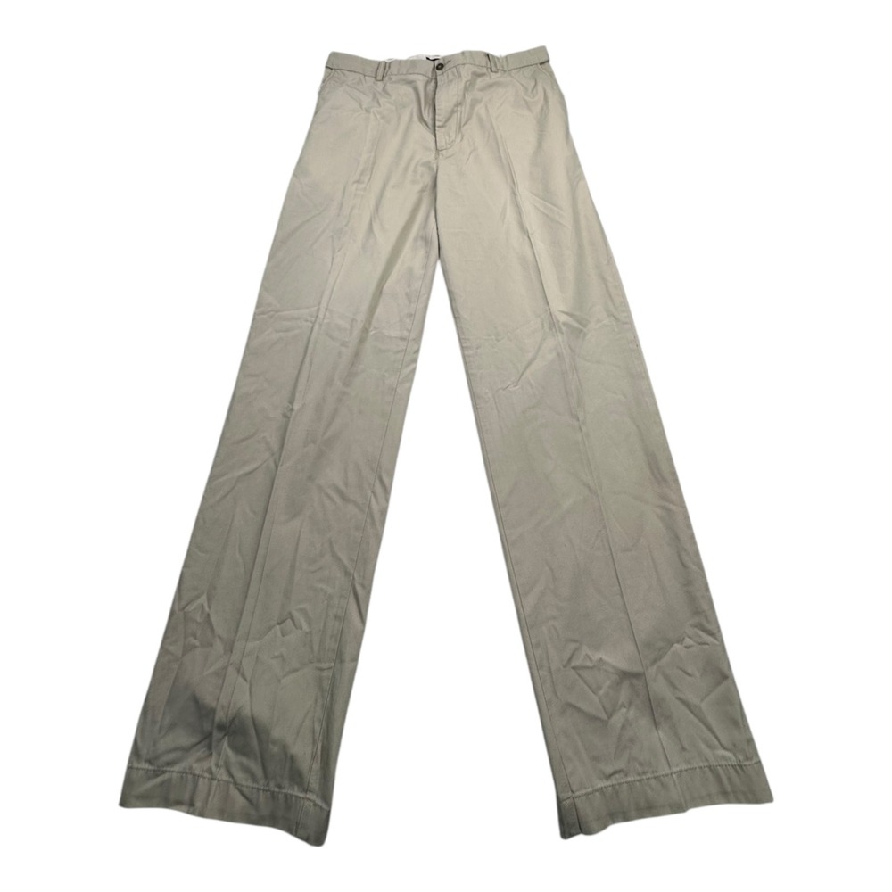 Club Room Mens Khaki Pleated Wide Leg Dress‎ Pants 34W 32L Cotton Polyester